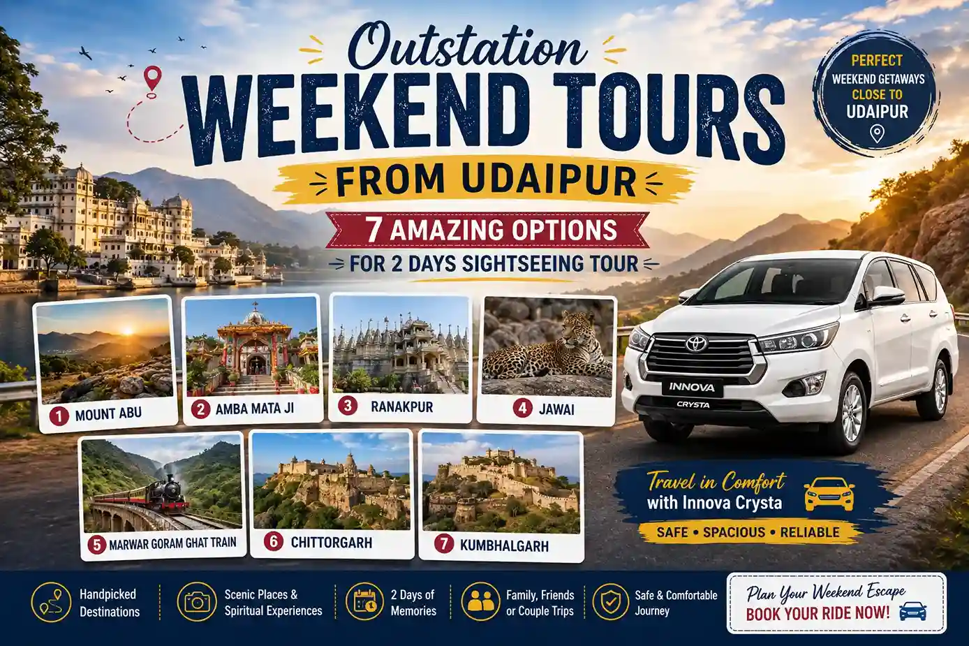 Outstation Weekend Tours from Udaipur: 7 Amazing Options for 2 Days Sightseeing Tour